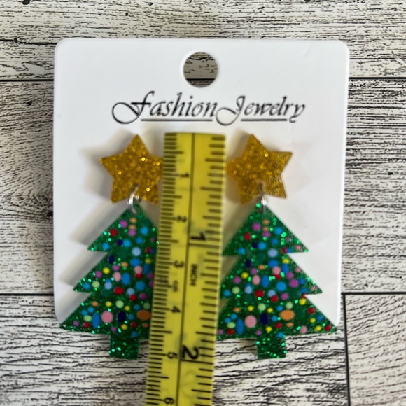 NWT Christmas Tree Glitter Drop Earrings - Picture 4 of 5